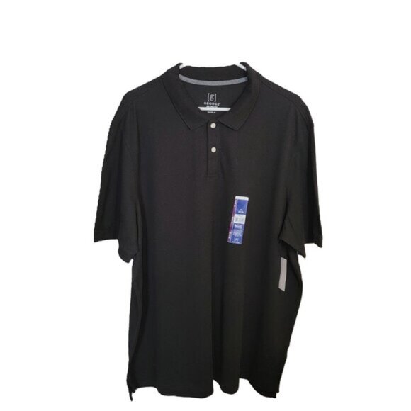 George Pique Polo Shirt Short Sleeve 2 Button Black Soot  2XL 50-52 New - Picture 12 of 14